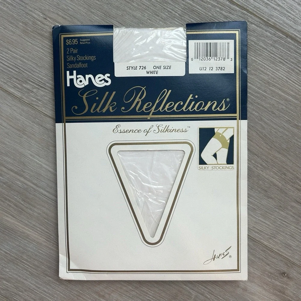 Hanes‎ Silk Reflections White Silky Control Top Sandalfoot Pantyhose Size OS